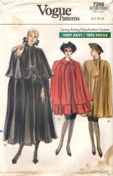 7366 VOGUE 80S PLEATED FLARE CAPE CAPELET LENGTHS PATTERN L-XL
